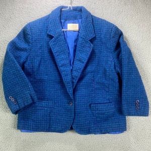 Vintage Pendleton Blazer Womens 18 Blue Wool USA Chunky‎ Career